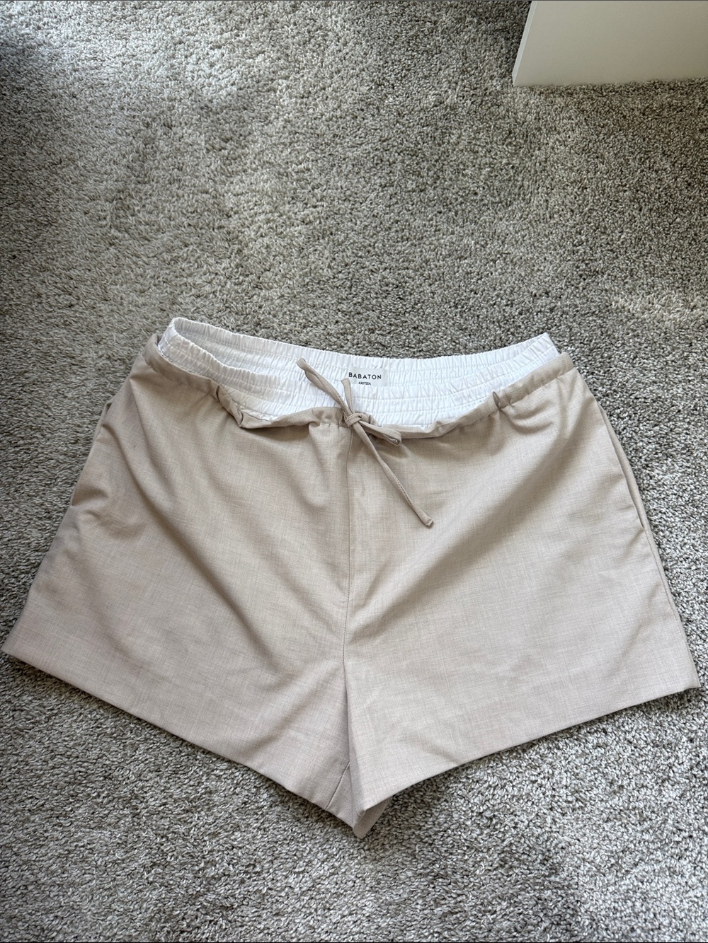 Babaton Neutral Drawstring Bermuda Shorts